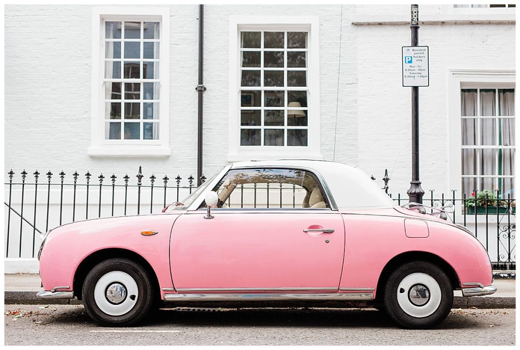 Pink Nissan Figaro in London England