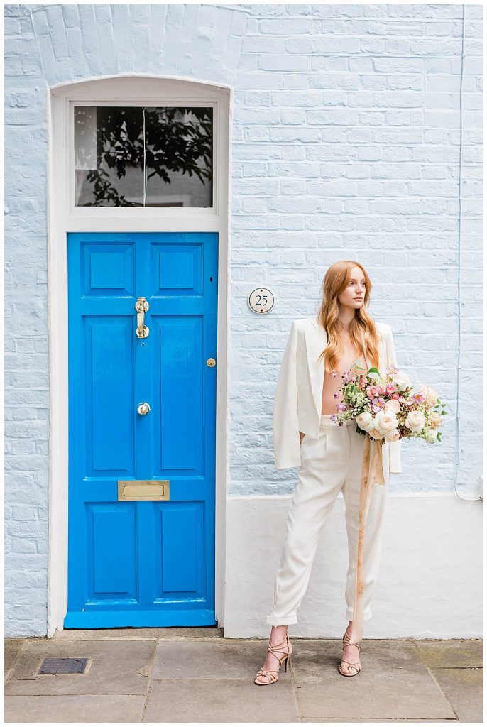 girl with bouquet in Notting Hill